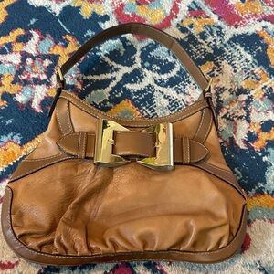 Brown Leather Gucci bag with Gold Accents